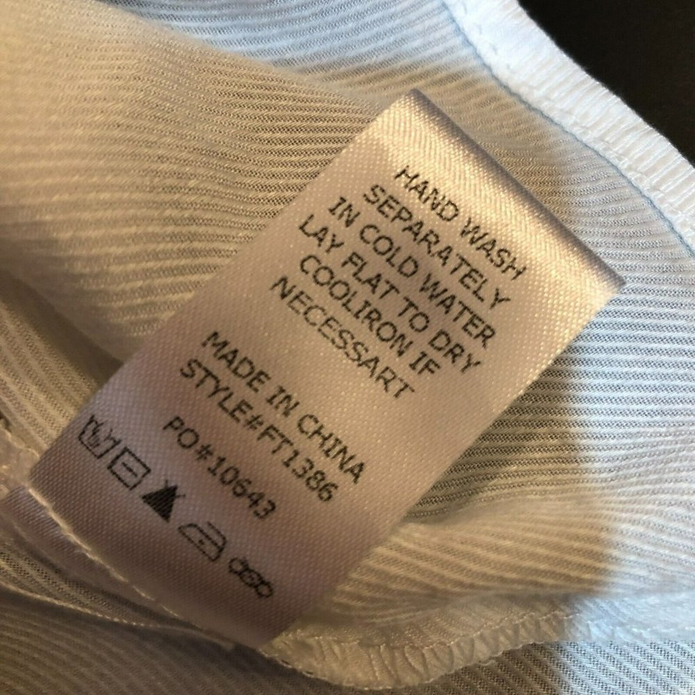 Fate Womens Small White Textured 3/4 Sleeve Button Collar Blouse Top Shirt Sz S - Picture 11 of 11